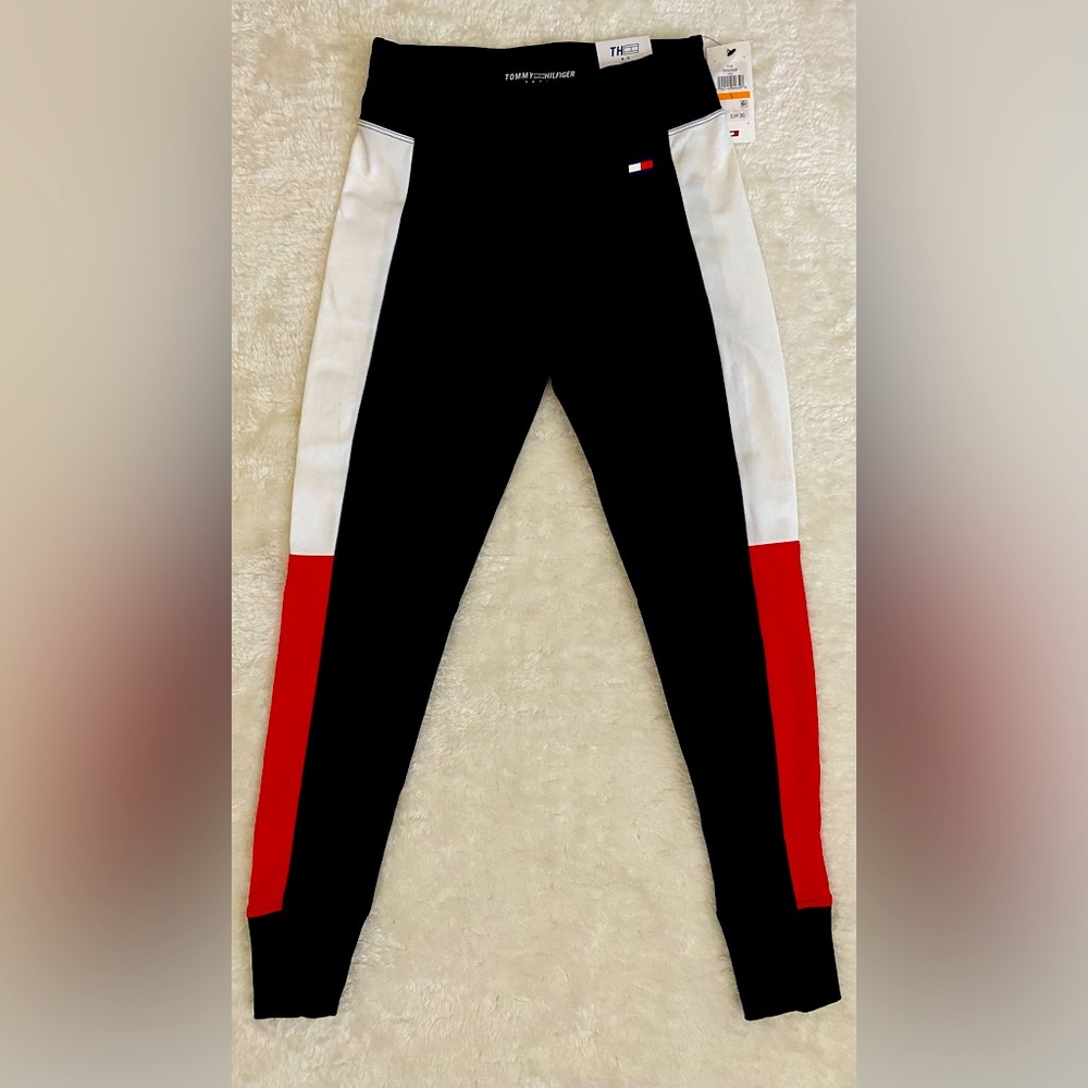 Tommy Hilfiger Sports Jersey Leggings, Full Length, High Rise, Small, Nvy